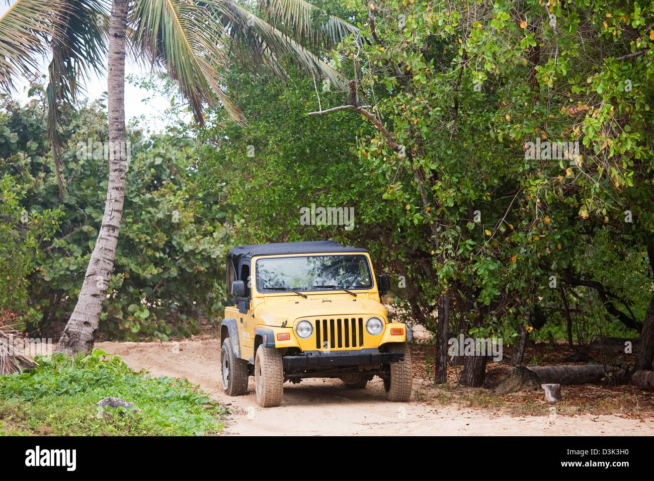america, caribbean sea, hispaniola island, dominican republic, area of punta cana, beach, off-road car Stock Photo
