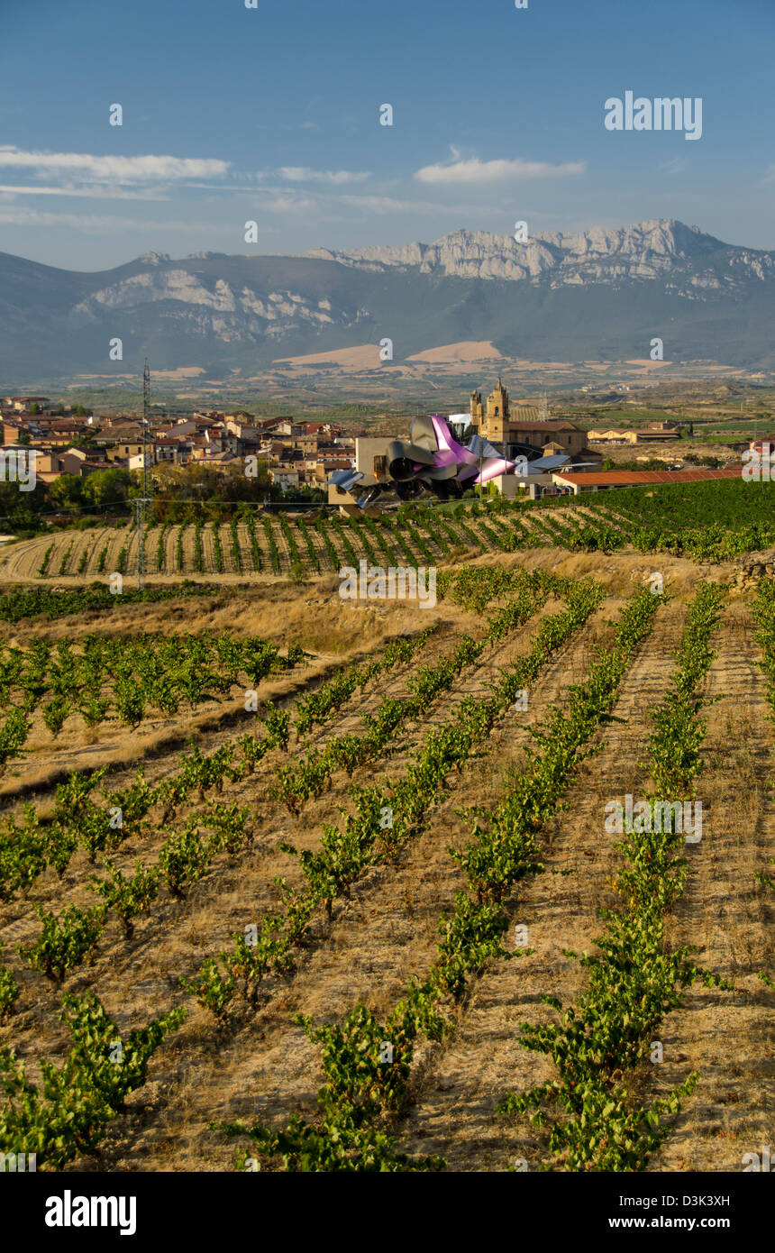 El Ciego panoramic views with Marques de Riscal winery, La Rioja, Spain Stock Photo
