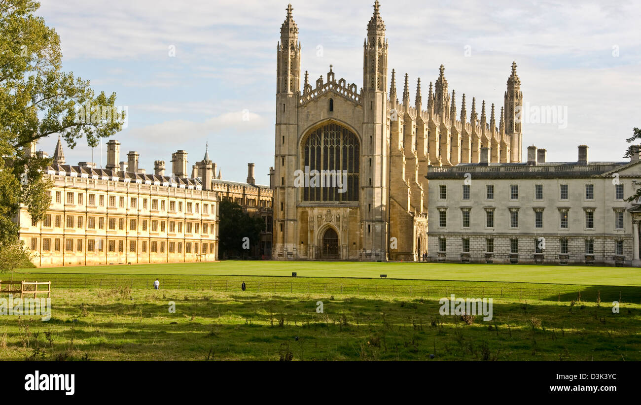 King's College and Grade 1 listed King's College chapel Cambridge Cambridgeshire England Europe Stock Photo