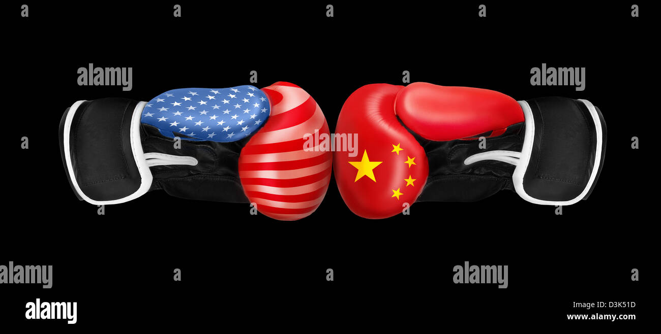 Boxing Gloves On Black Background Usa Vs China Stock Photo Alamy Boxing Gloves On Black Background Usa Vs China Stock Photo Alamy