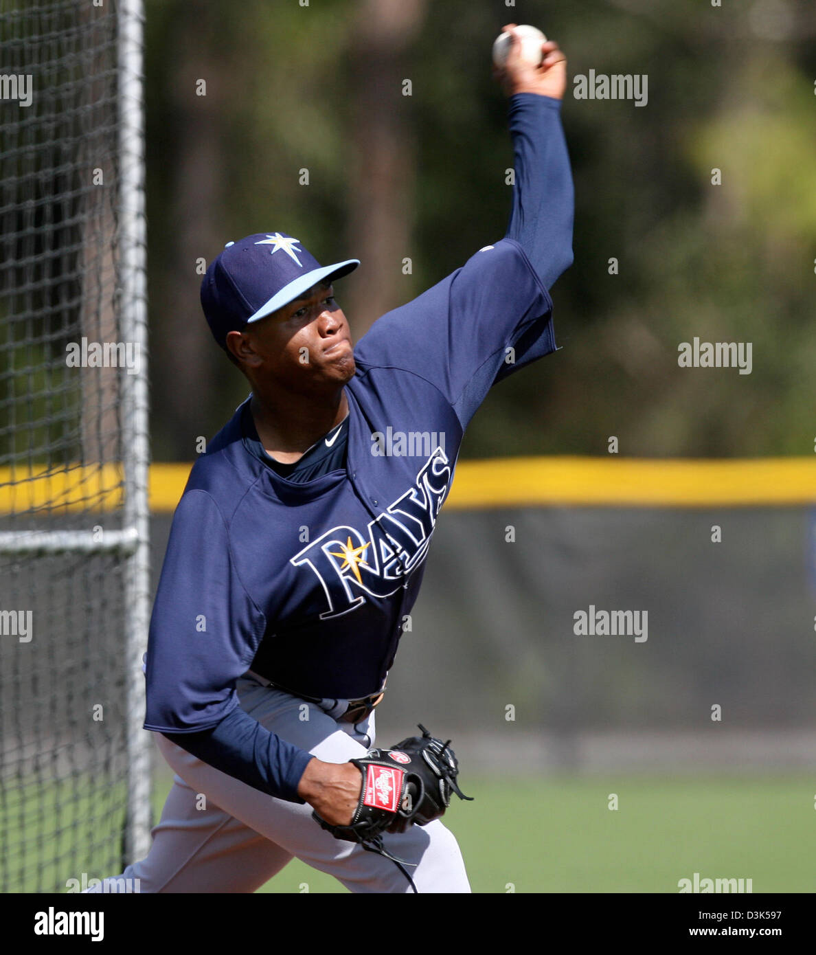Feb. 20, 2013 - Port Charlotte, Florida, U.S. - DANIEL WALLACE   |   Times.Felipe Rivero (51) pitches during Tampa Bay Rays spring training at Charlotte Sports Park on Wednesday in Port Charlotte. (Credit Image: © Daniel Wallace/Tampa Bay Times/ZUMAPRESS.com) Stock Photo
