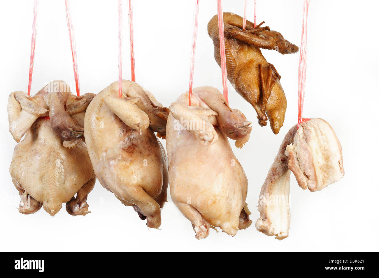 chicken duck and streaky pork for cooking Stock Photo