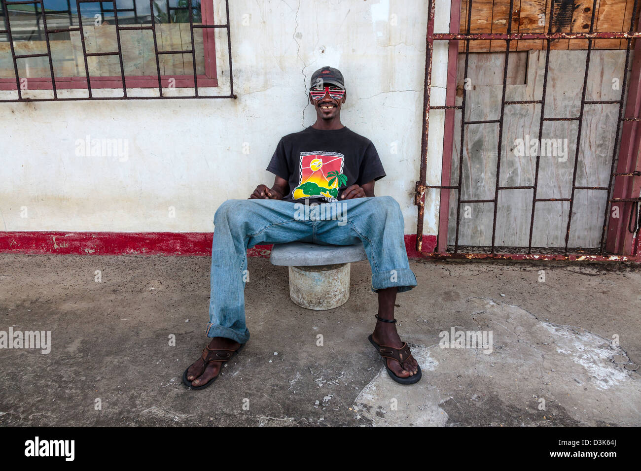 Portrait of a local man, Micoud, St Lucia Stock Photo