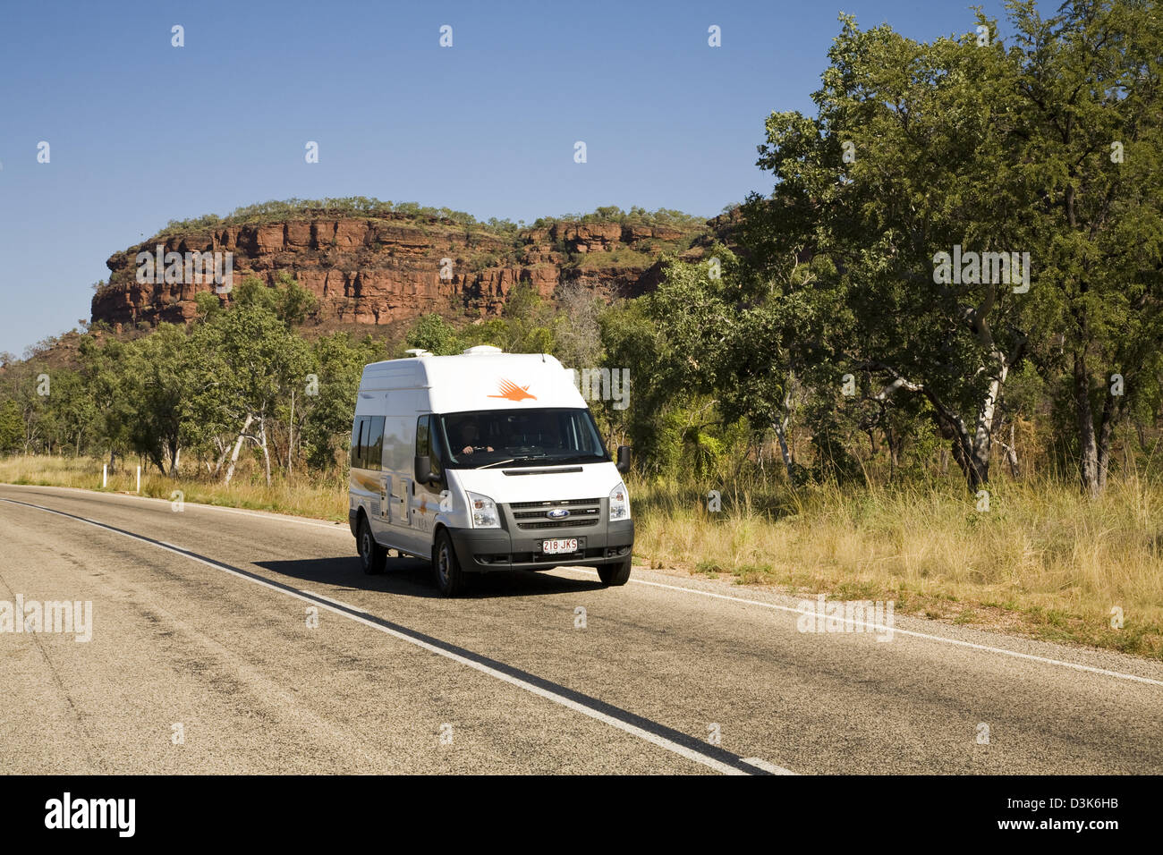 The Victoria Highway is a popular route for RV campers, this near the community of Victoria River, Northern Territory, Australia Stock Photo