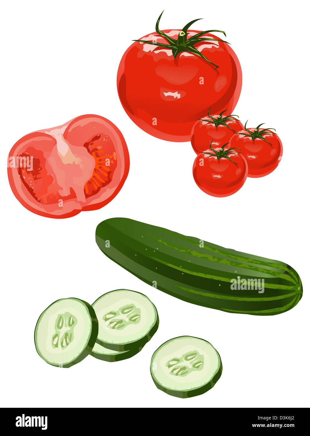 Cliparts of tomato and cucumber, isolated on white Stock Photo Alamy