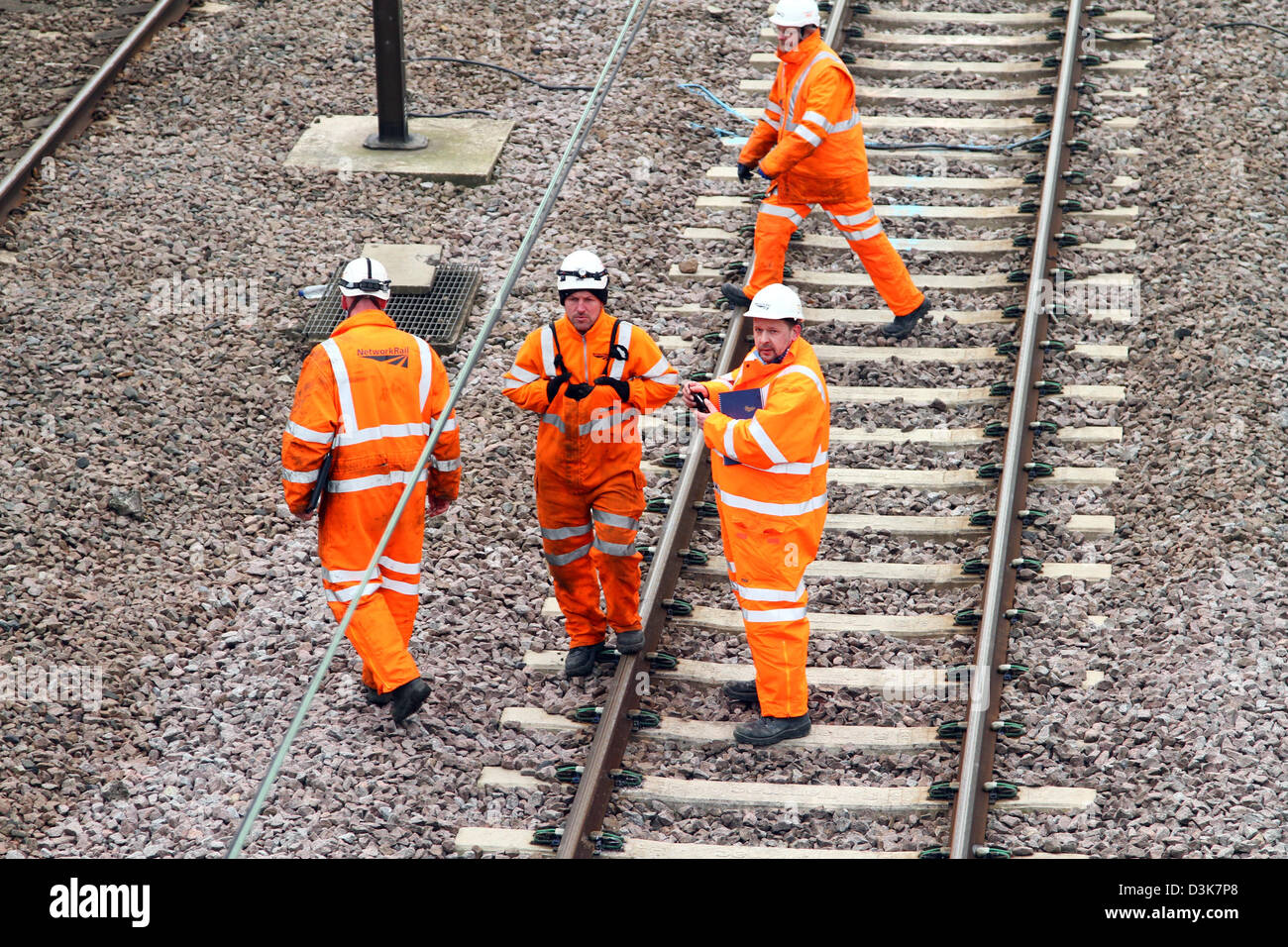 Railway engineers get to work repairing overhead power lines near St