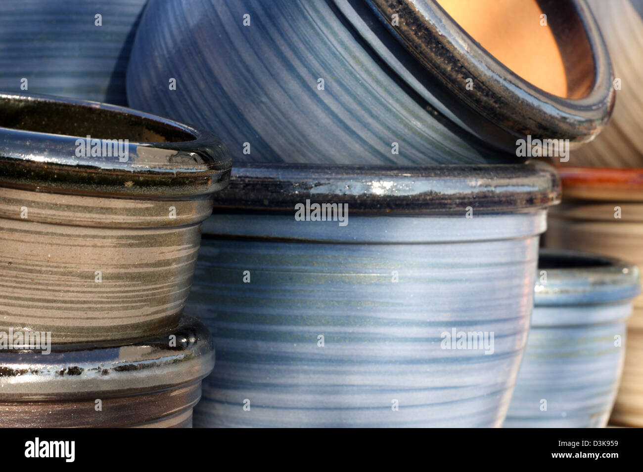 Glazed garden plant pots Stock Photo Alamy