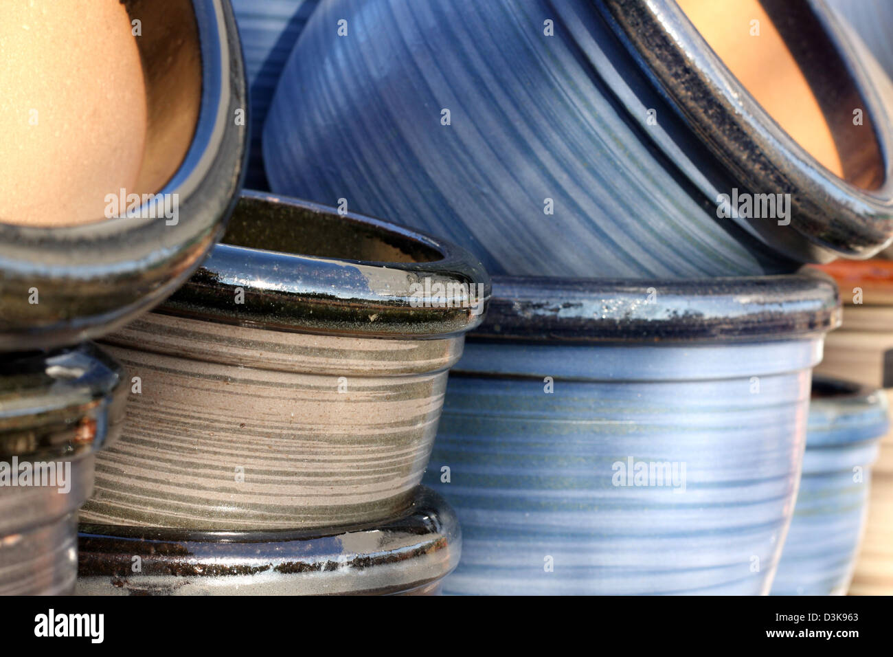 Glazed garden plant pots Stock Photo Alamy