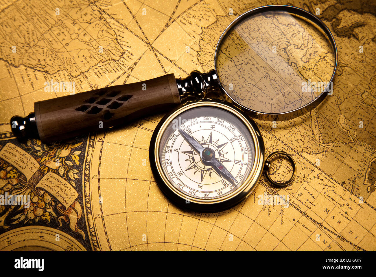 Vintage Navigation Equipment, compass Stock Photo Alamy