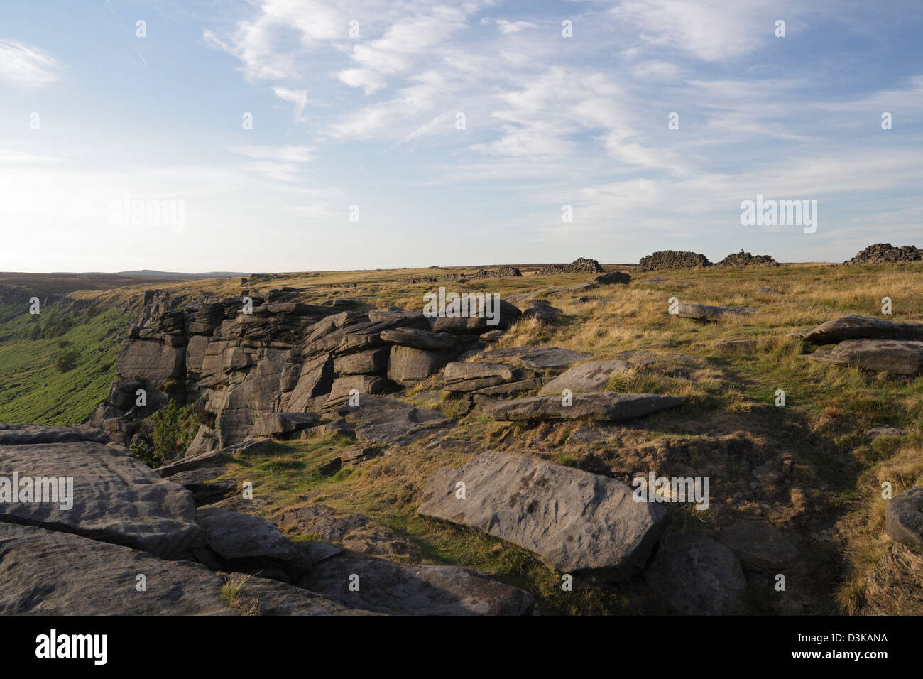 Rocks on Stanage Edge in the Peak District, Moorland landscape England Stock Photo