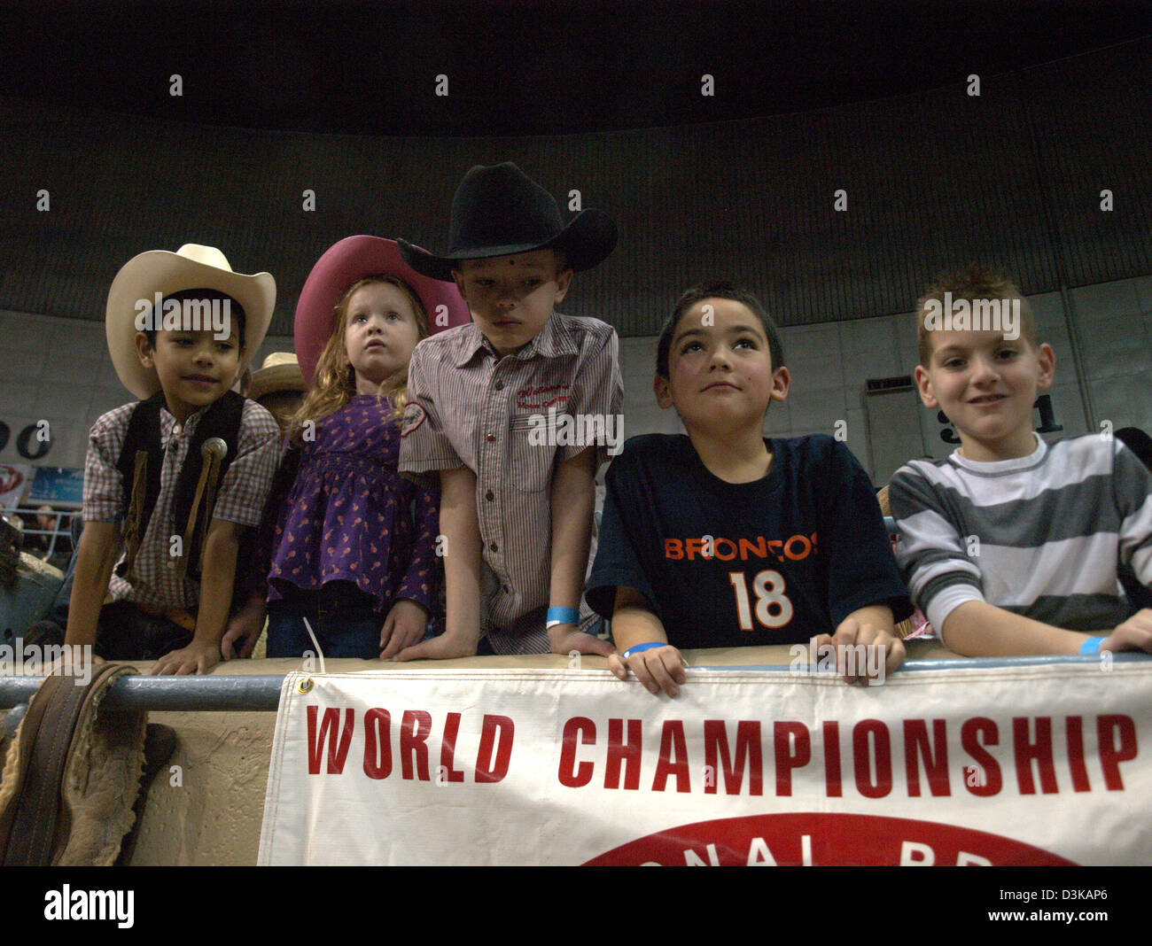 Young cowboys and cowgirls at the National Finals Rodeo in Oklahoma City, Oklahoma, USA Stock Photo