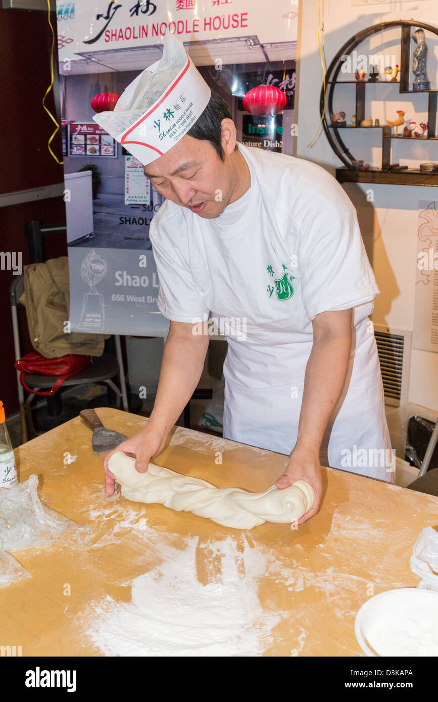 Noodle making demonstration at Dr Sun Yat Sen Garden Vancouver Stock