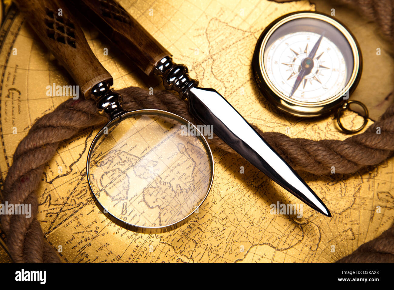 Vintage Navigation Equipment, compass Stock Photo Alamy