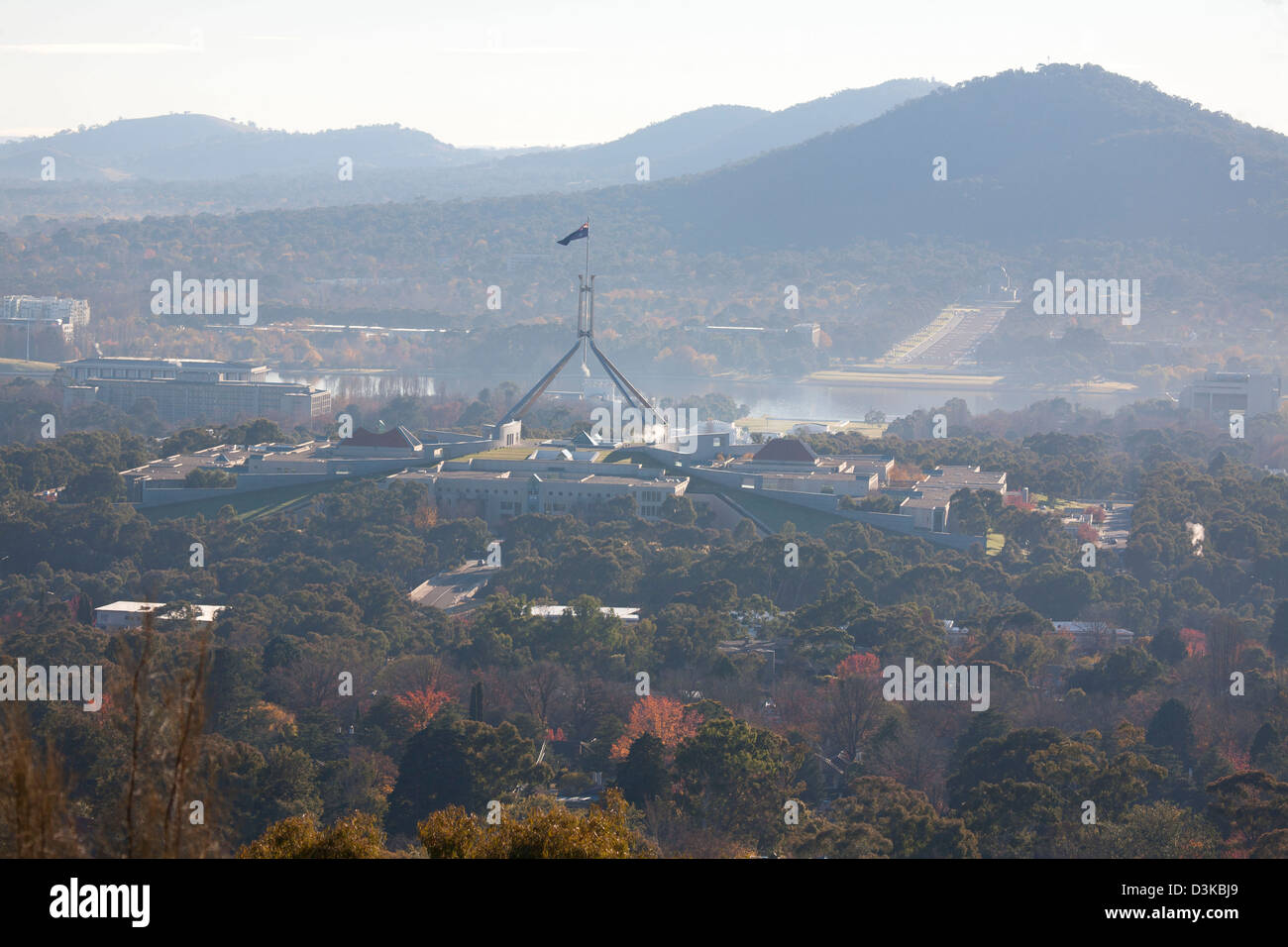 Parliament House is the meeting facility of the Parliament of Australia located in Canberra, the capital of Australia. Stock Photo