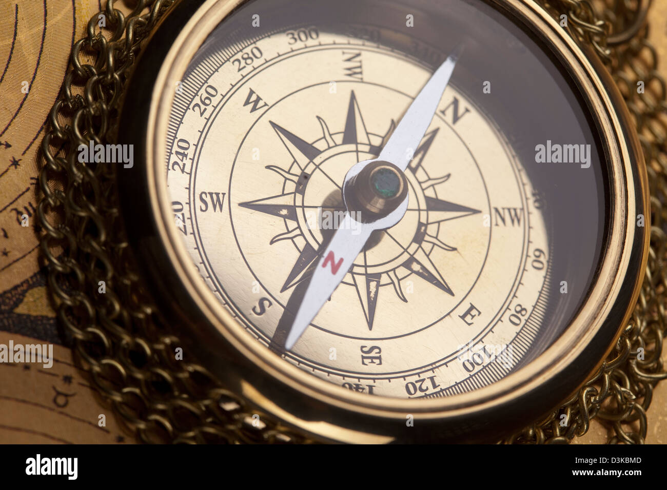 Compass on the old map background Stock Photo - Alamy