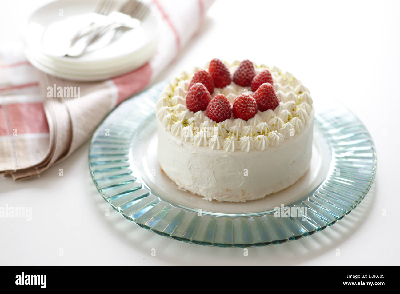 Strawberry shortcake on a glass plate Stock Photo - Alamy