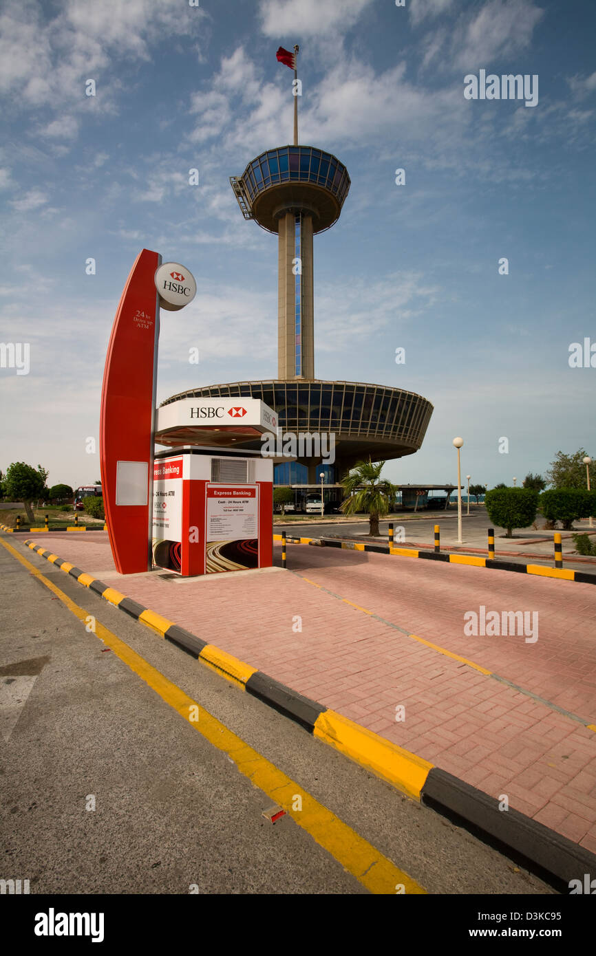 King Fahd Causeway Observation Tower on the Bahrani side of the causeway linking Bahrain to Saudi Arabia, Manama, Bahrain Stock Photo