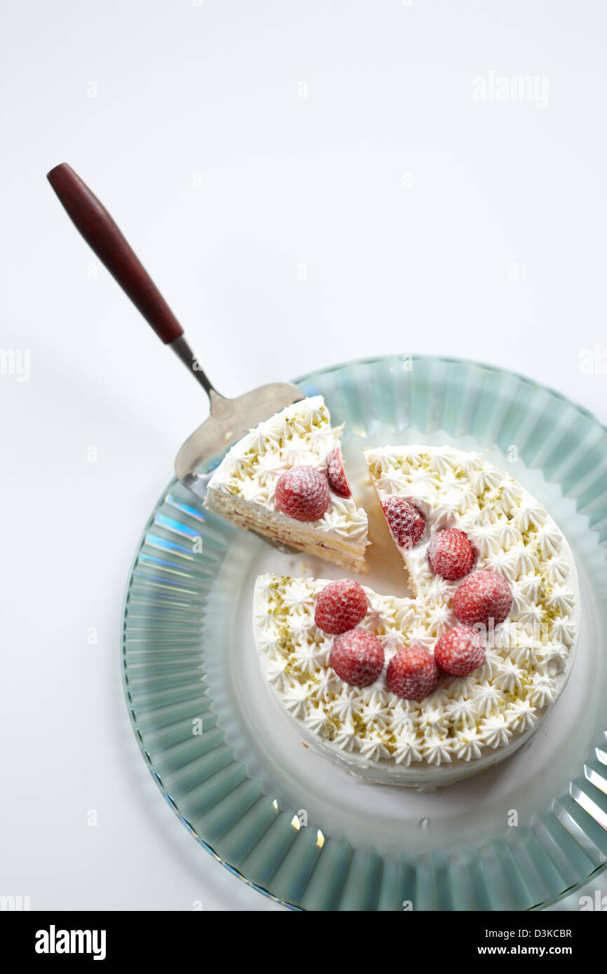 Strawberry shortcake on a glass plate Stock Photo - Alamy