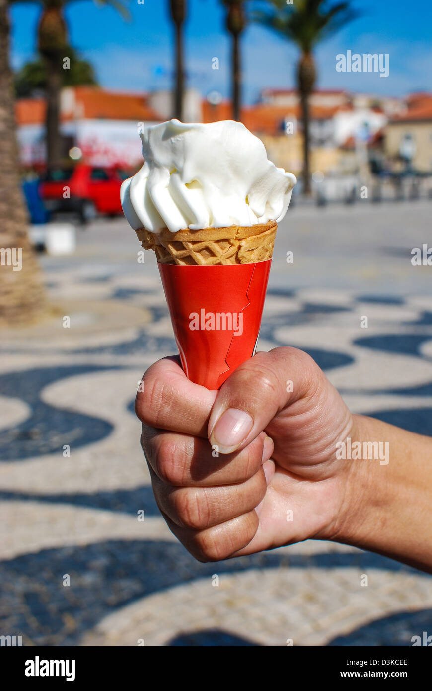 A ice cream being held in Cascais Portugal Stock Photo Alamy