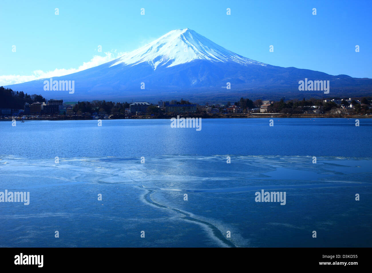 Mount Fuji and Kawaguchi Lake, Yamanashi Prefecture Stock Photo
