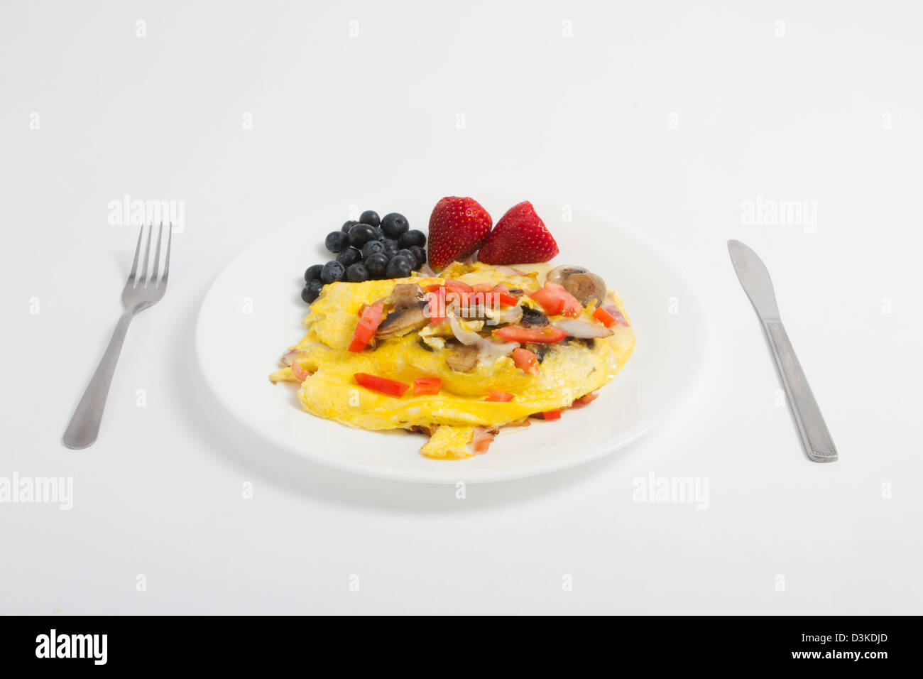 breakfast, egg, food, omlet, fruit, strawberry,vegetables Stock Photo