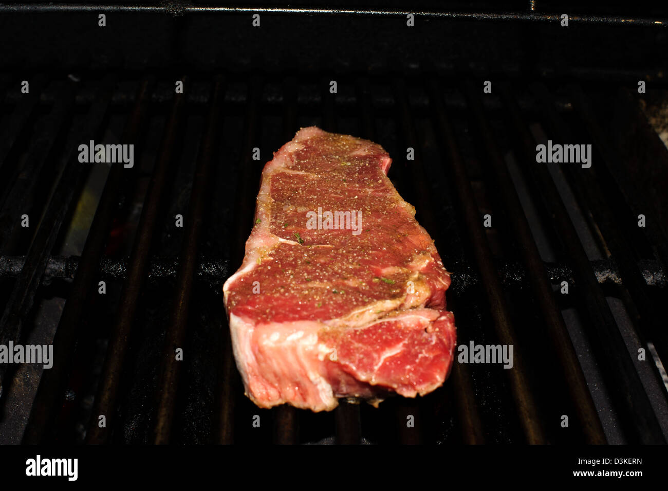 New York Steak on the Barbecue Stock Photo Alamy