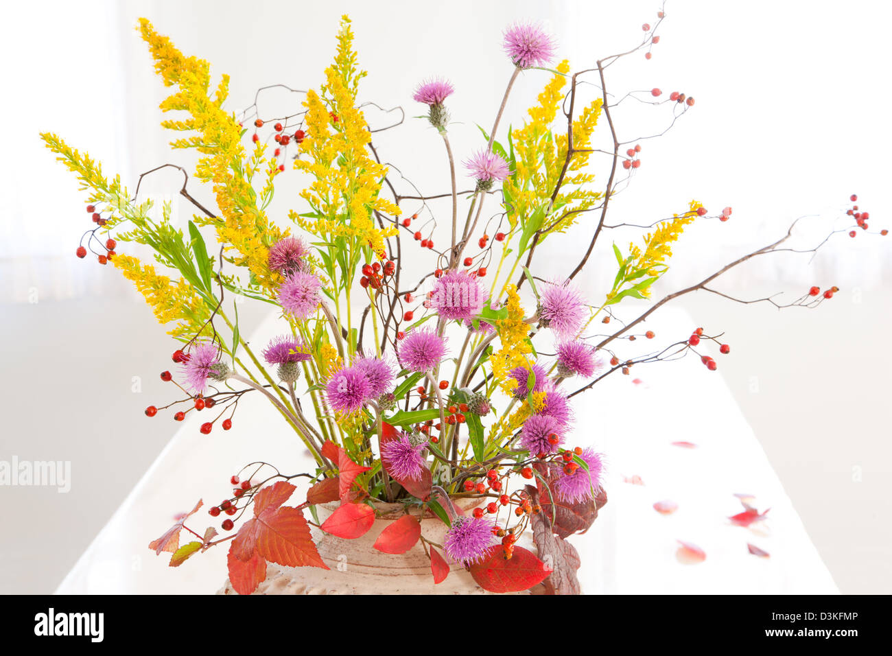 Wildflowers in a vase Stock Photo
