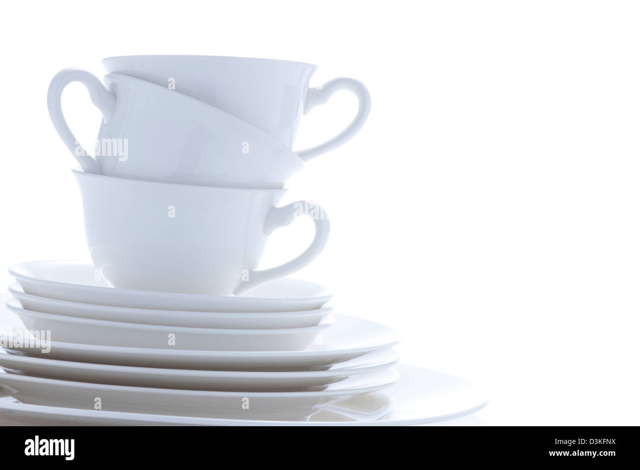 White plates and cups Stock Photo Alamy