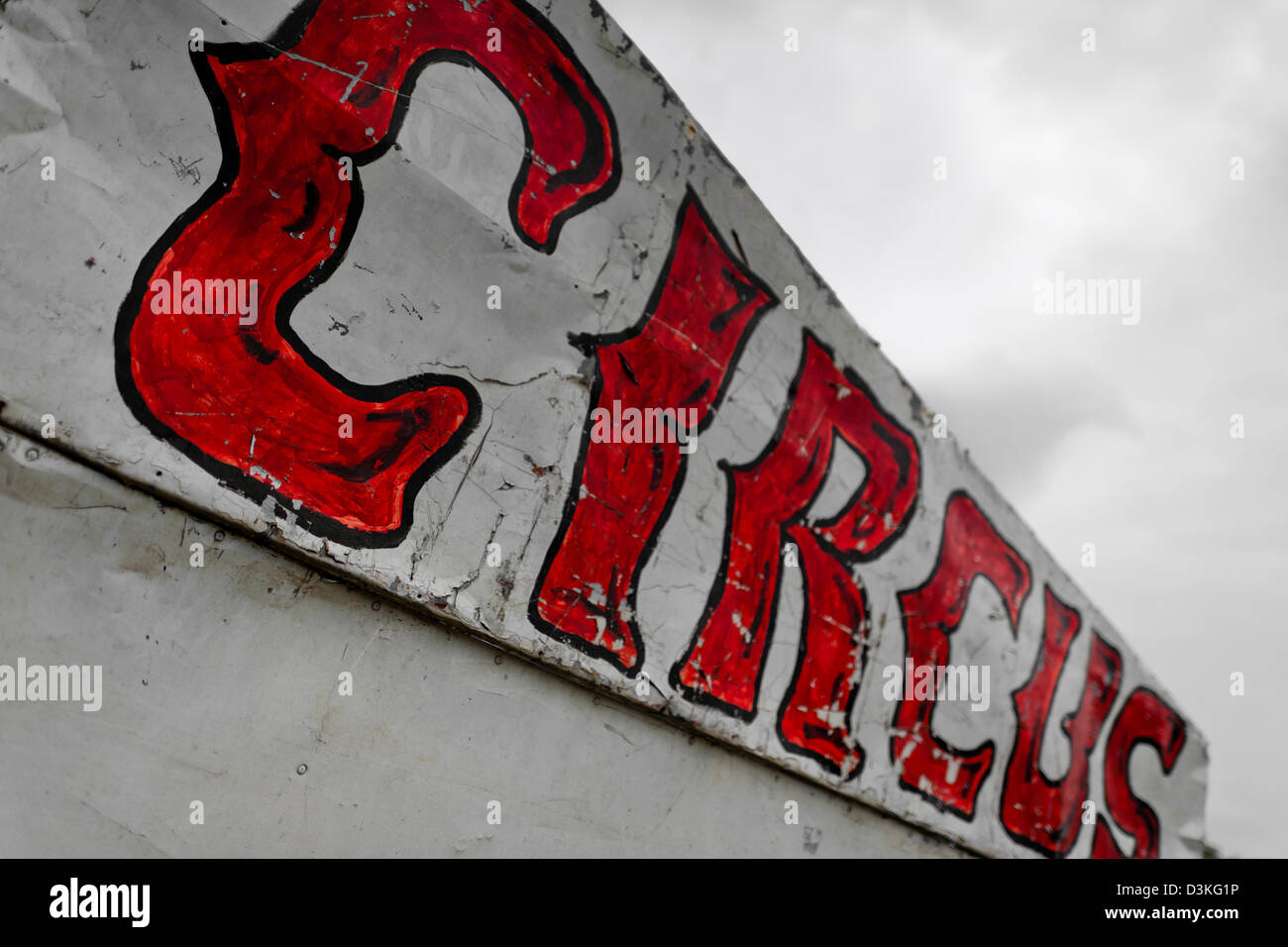 A circus sign seen at the trailer of Circo Brasilia, a family run circus travelling in Central America. Stock Photo