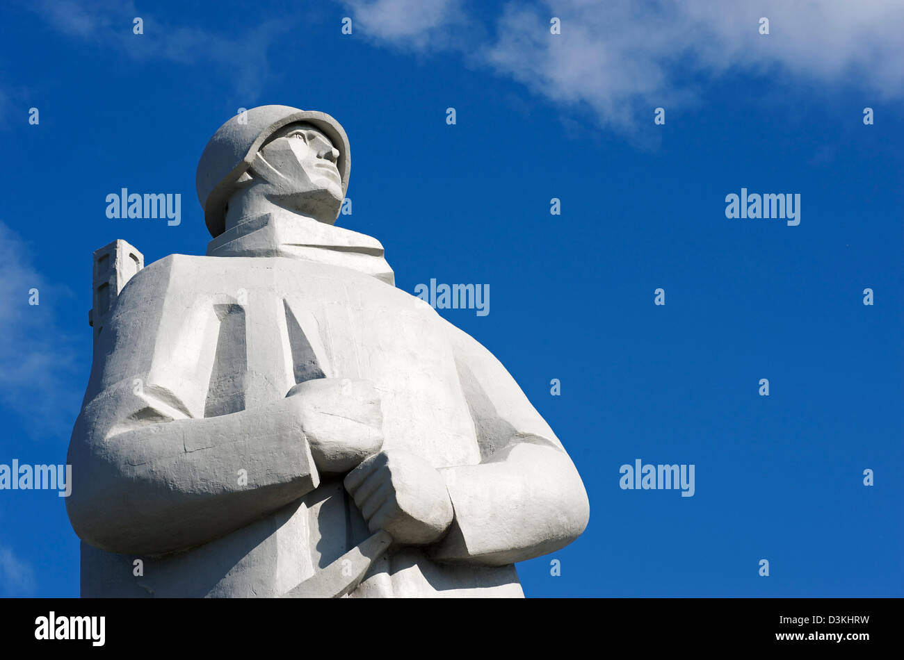 The Alyosha war memorial towers above the city of Murmansk in Northern Russia Stock Photo