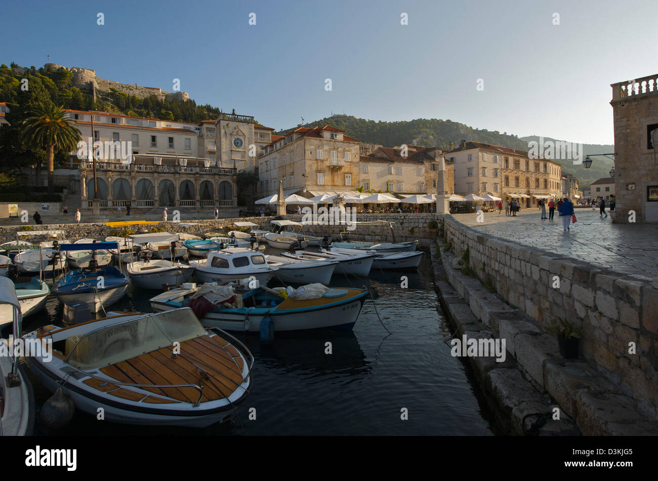 The pretty harbour of Hvar in Croatia. Stock Photo