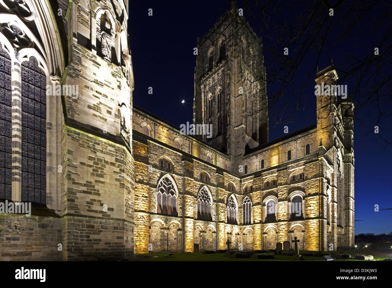 Durham Cathedral at night, Durham City, Durham Stock Photo Alamy