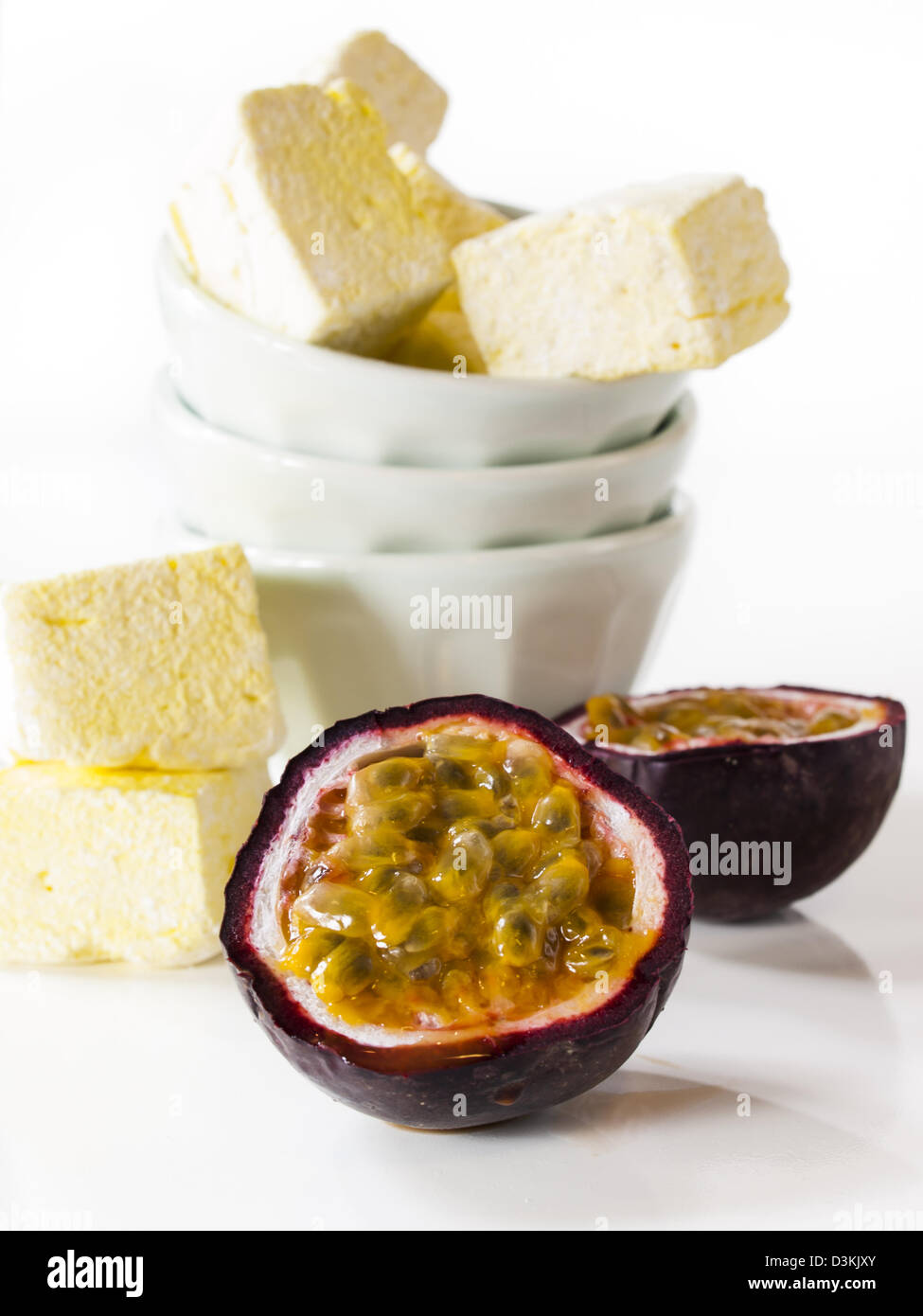 Gourmet Passion Fruit Marshmallows On White Background Stock Photo Alamy