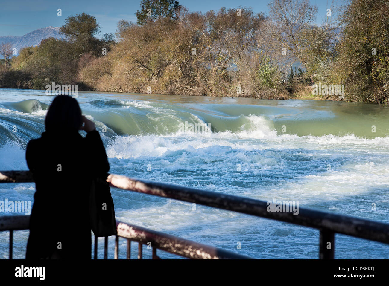 The falls at Manavgat (near Side, southern Turkey) in flood, december 2012. Stock Photo