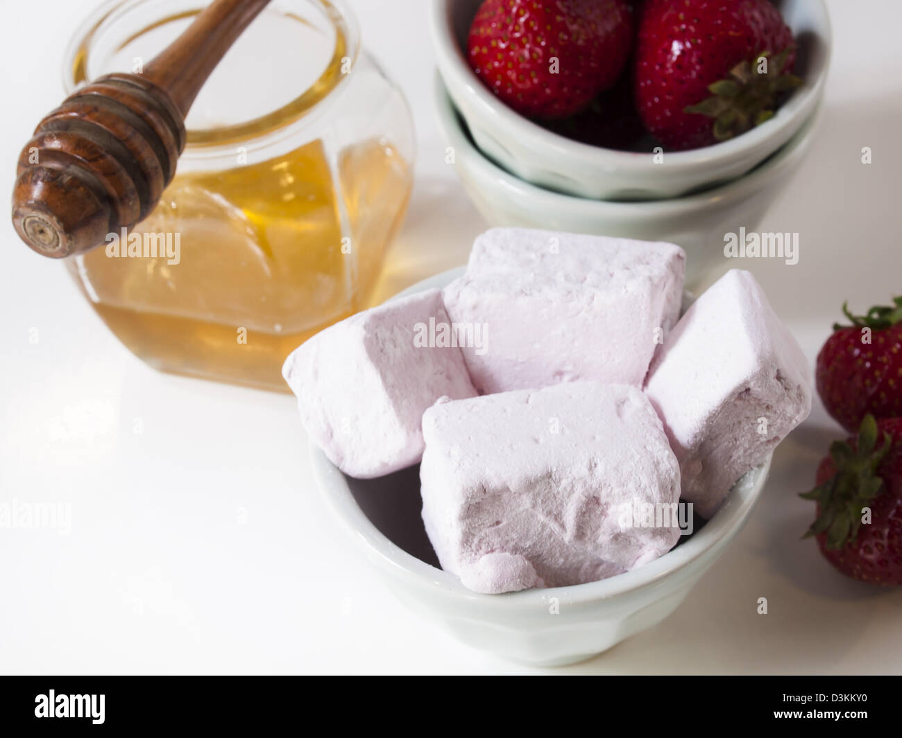 Gourmet strawberry marshmallows on white background Stock Photo - Alamy
