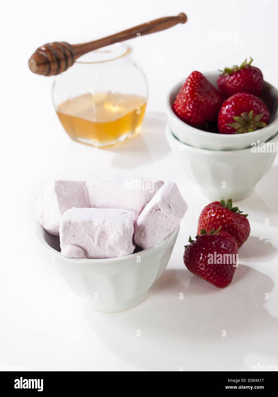 Gourmet strawberry marshmallows on white background Stock Photo - Alamy