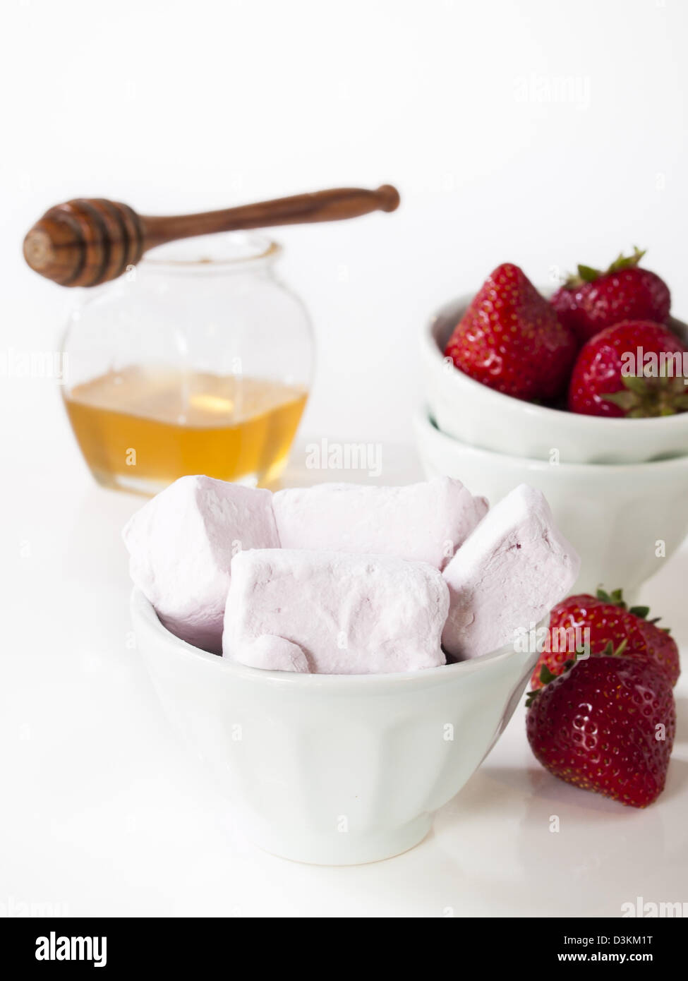 Gourmet strawberry marshmallows on white background Stock Photo - Alamy