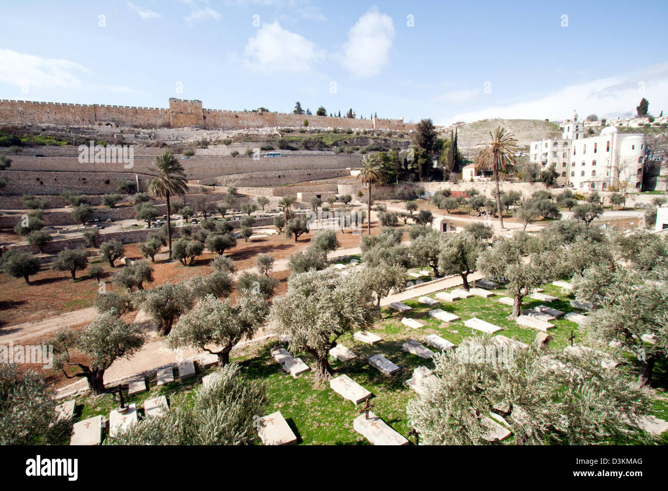 Christian graves at the Mount of Olives in Jerusalem - Israel Stock Photo
