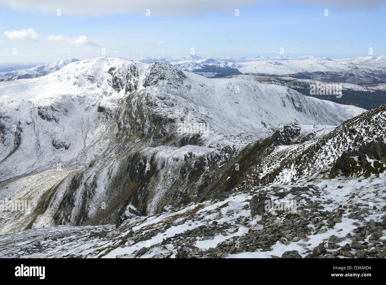 The Munro Stuc a' Chroin viewed from Ben Vorlich, Perthshire. Light ...