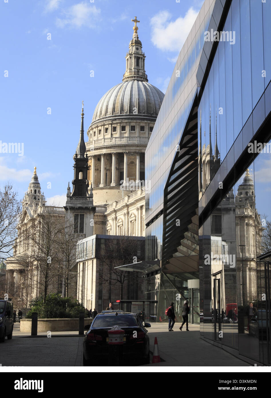 St Paul's reflected in One New Change shopping centre, City of London, England, UK, GB Stock Photo