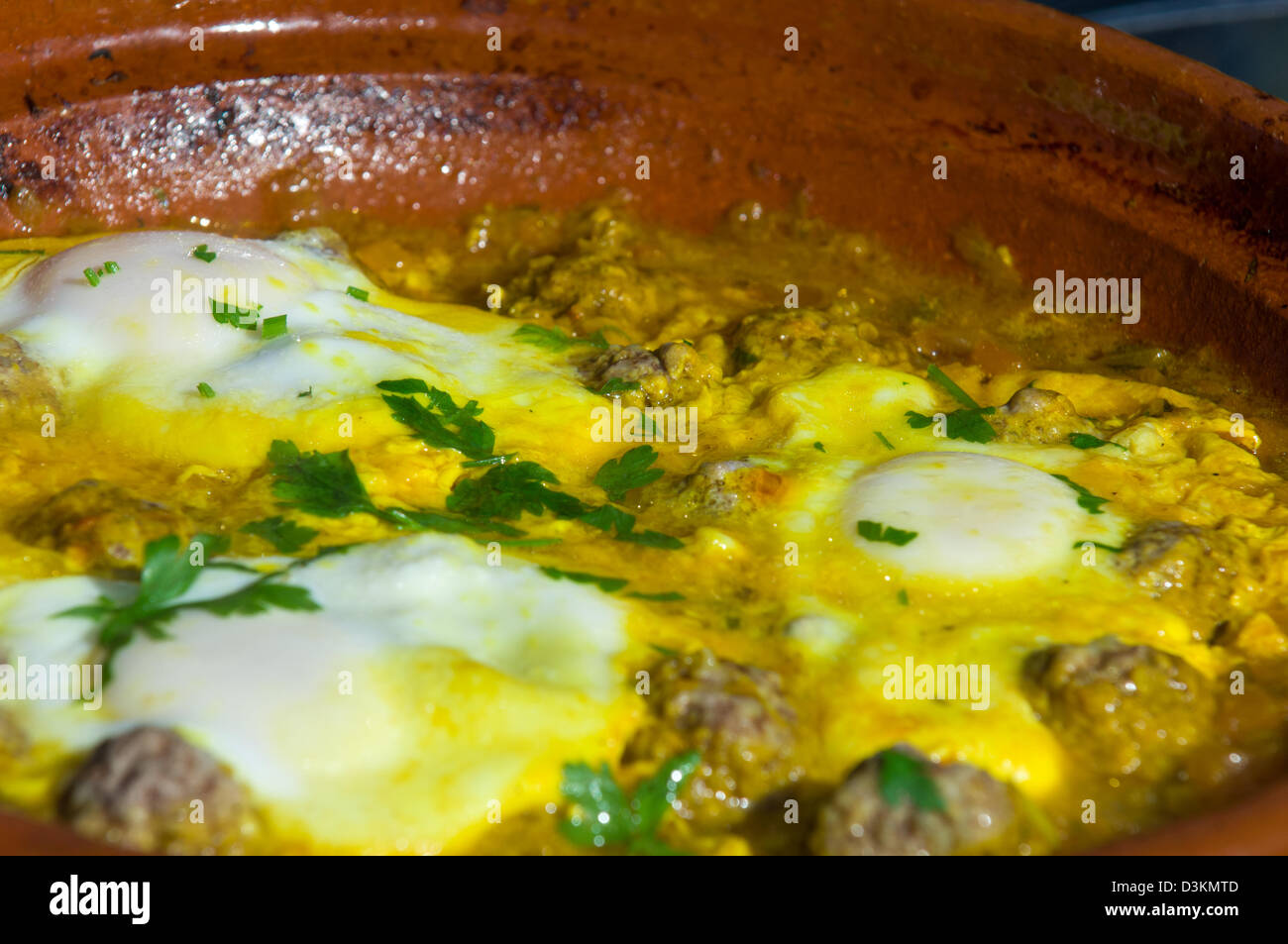 Kefta tagine with eggs, Imlil, Morocco Stock Photo Alamy