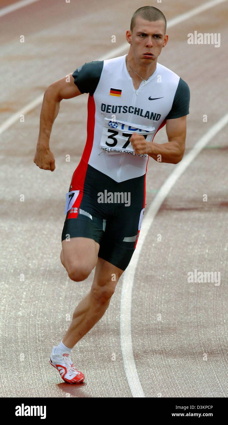 (dpa) - The picture shows German Sebastian Ernst competing in the 200m dash quarter finals at the 10th IAAF Athletics World Championships in Helsinki, Finland, Wednesday 10 August 2005. Photo: Arne Dedert Stock Photo