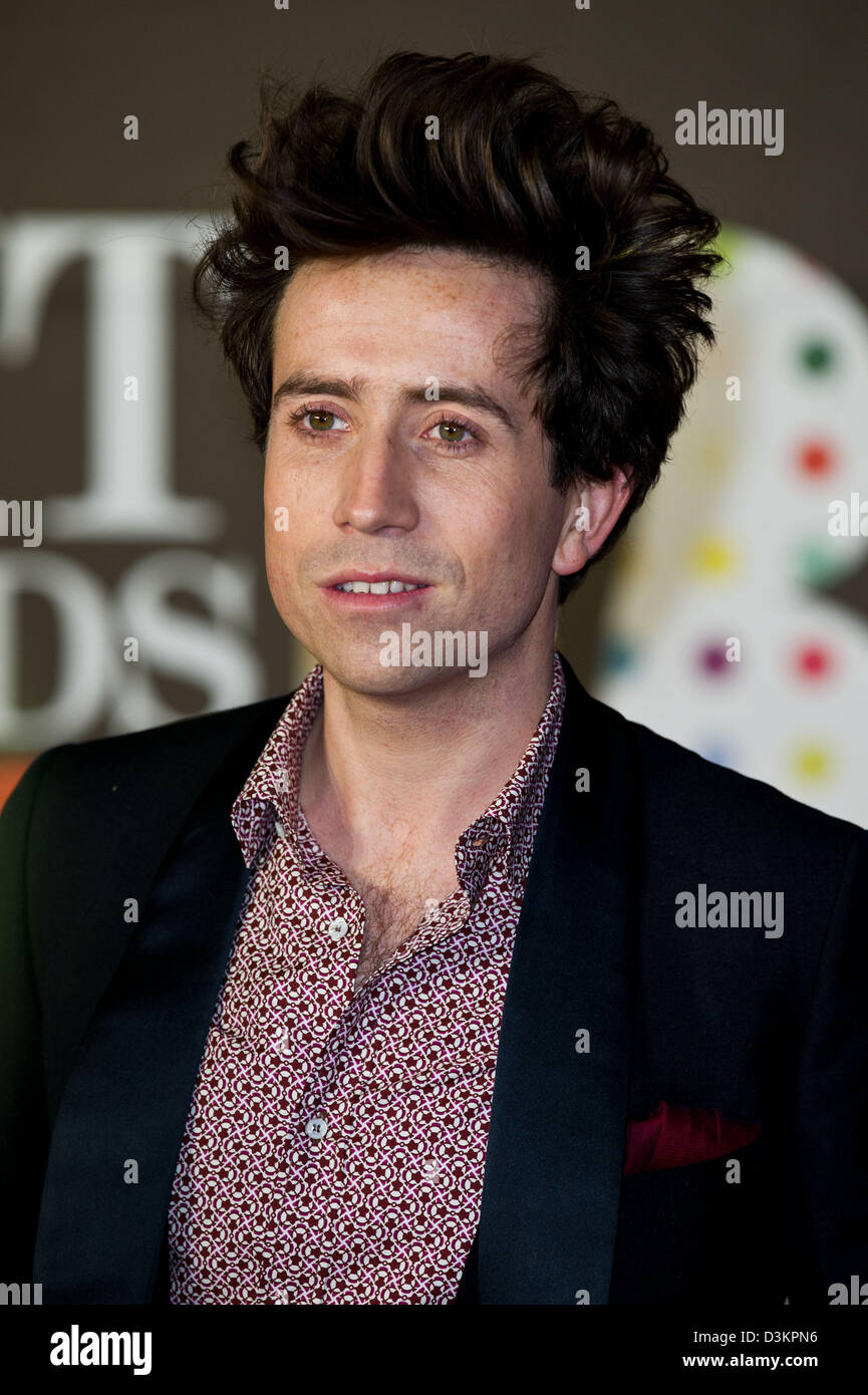 British tv pressenter Nick Grimshaw arrives at the Brit Awards 2013 at O2 Arena in London, England, on 20 February 2013. Photo: Hubert Boesl Stock Photo
