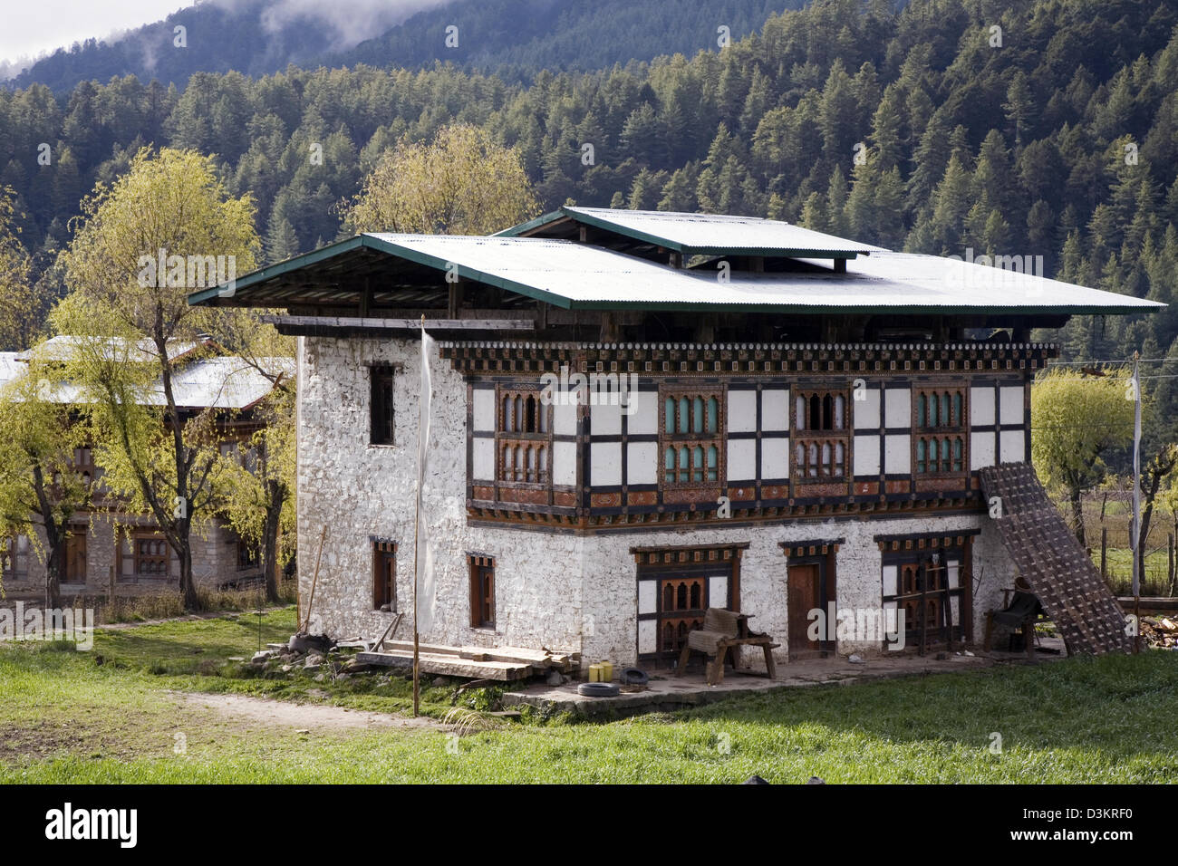A Sturdy Traditional Bhutanese style House In The Chhume Valley Of a-sturdy-traditional-bhutanese-style-house-in-the-chhume-valley-of