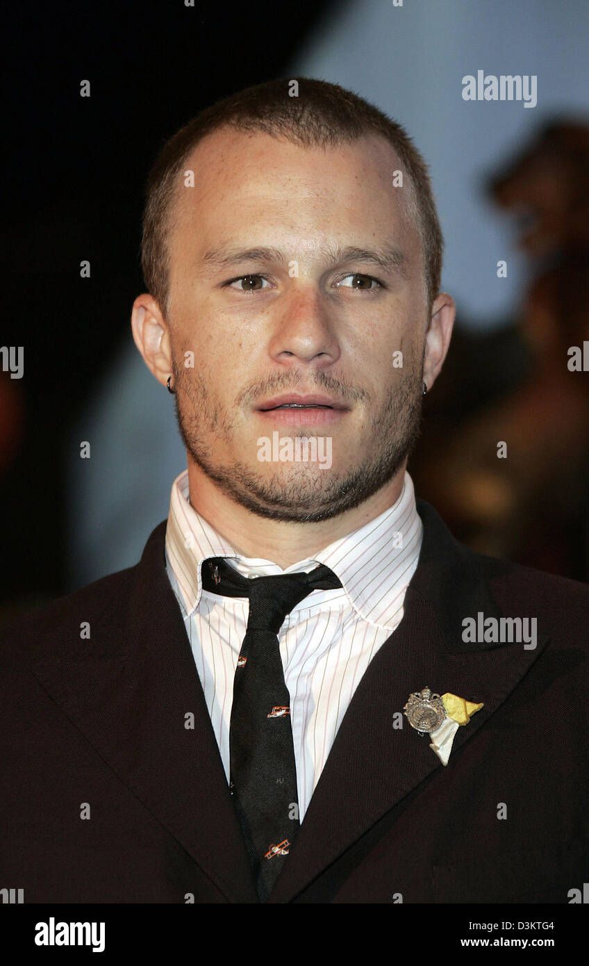 (dpa) - The picture shows actor Heath Ledger prior to the premiere of his latest movie 'Brokeback Mountain' at the International Film Festival in Venice, Italy, 02 September 2005. Photo: Hubert Boesl Stock Photo