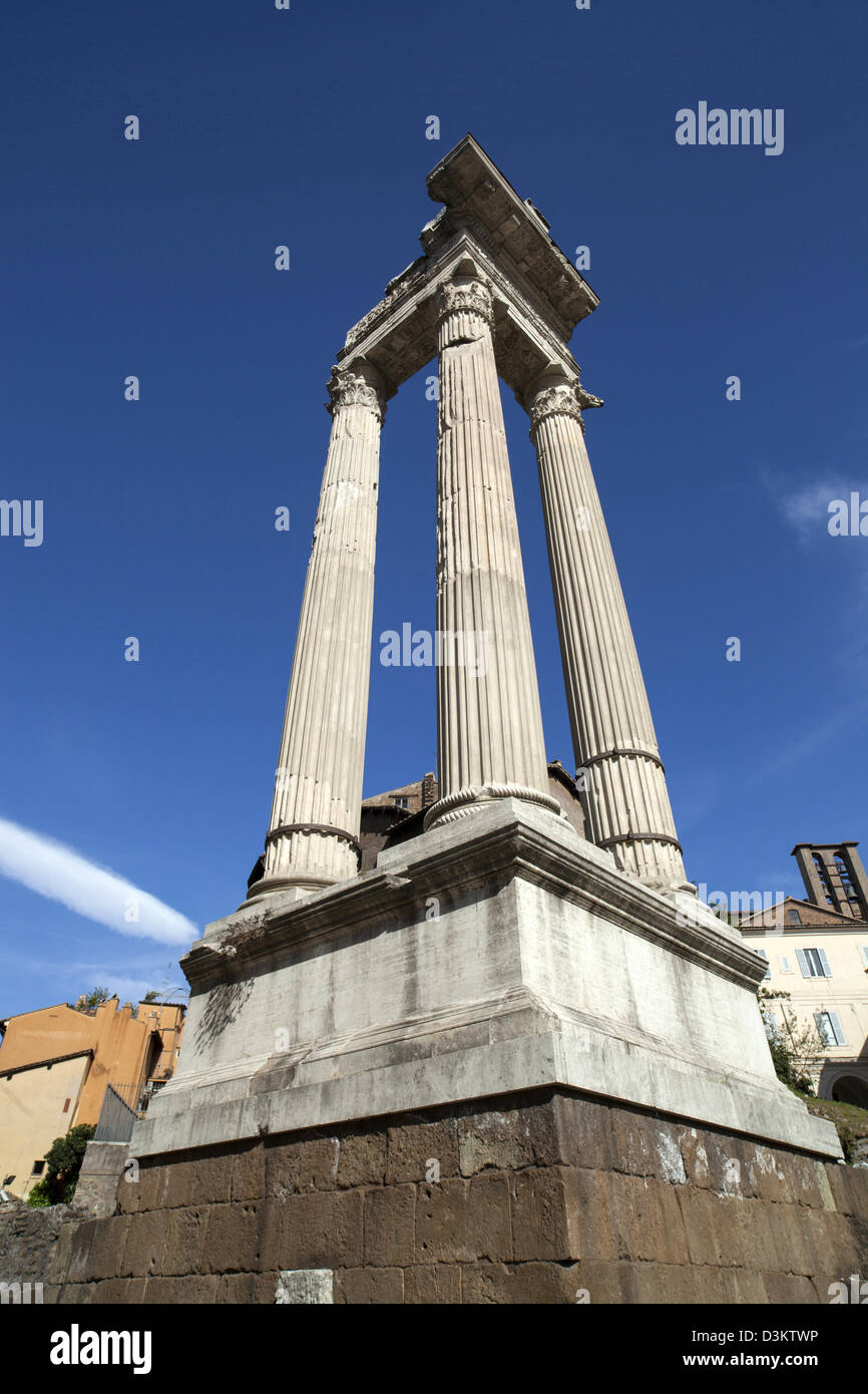 Surviving temple columns near The theatre of Marcellus in Rome Stock Photo
