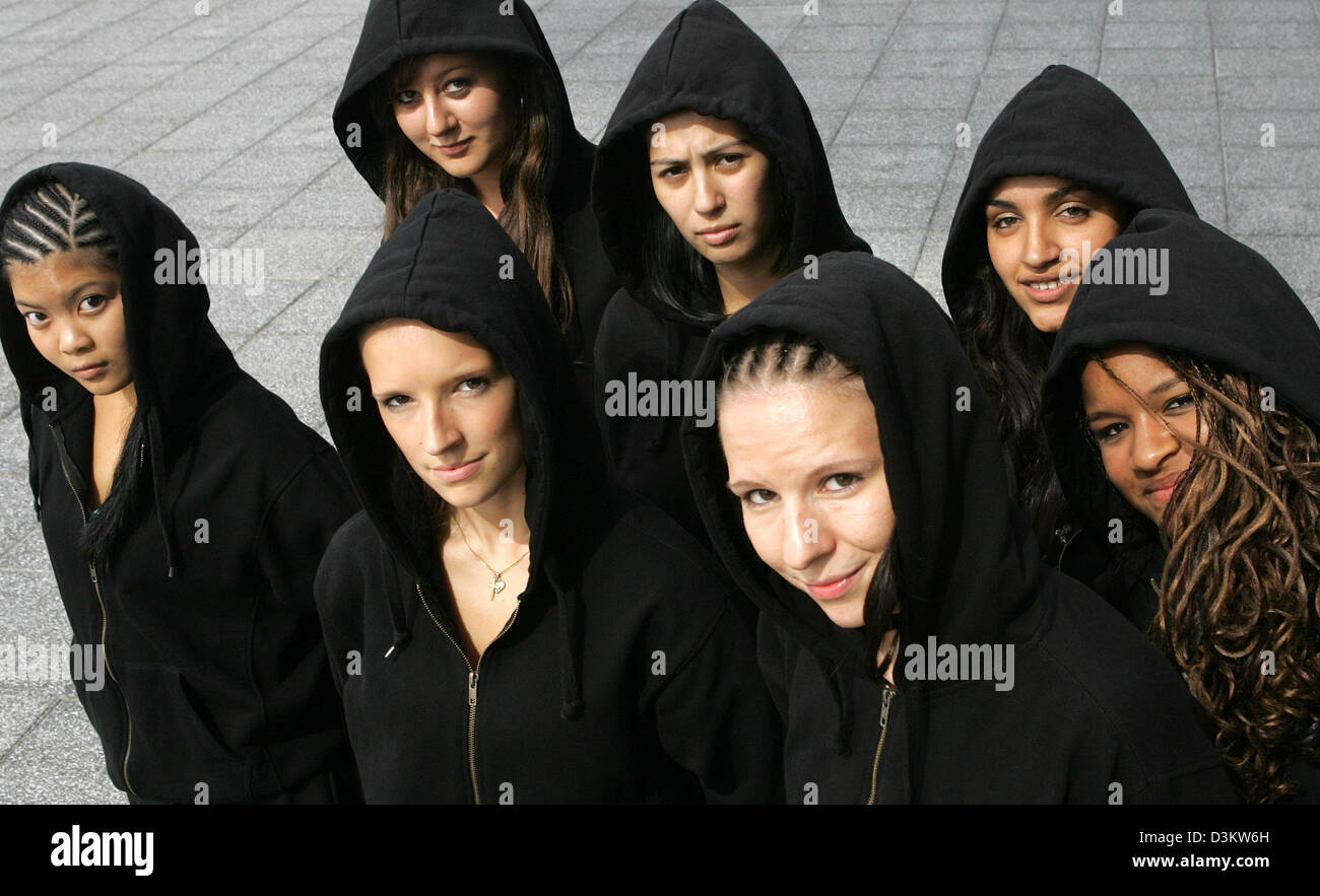 The female hiphop group 'Reloaded' perform, dressed in black outfits