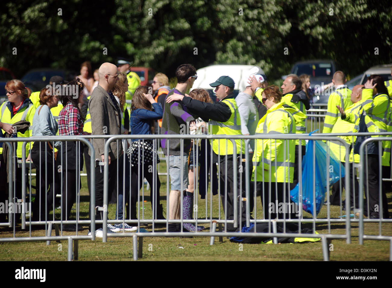 Security check at music festival entrance, UK Stock Photo Alamy