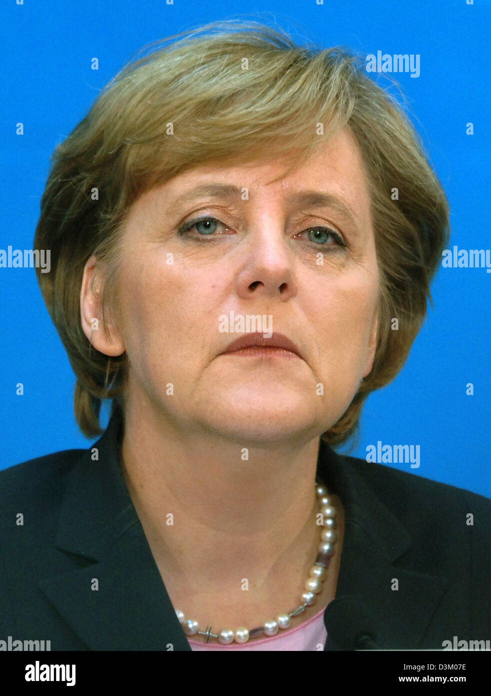 (dpa) - The picture shows chairwoman of the Conservatives (CDU) and desgnated German Chancellor Angela Merkel in Berlin, Germany, 10 October 2005. Photo: Felix Heyder Stock Photo