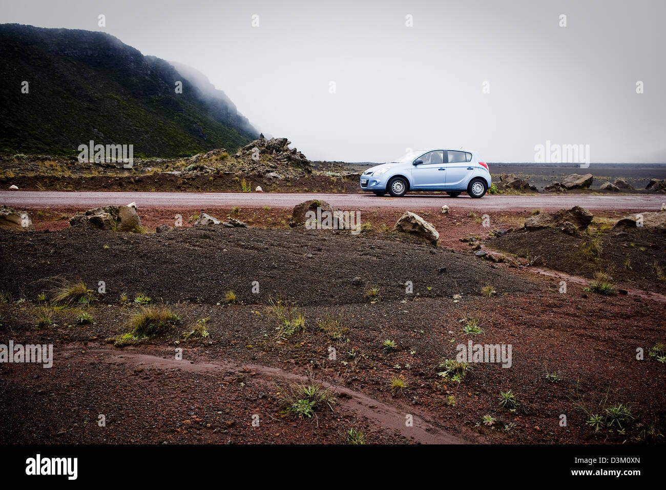 La Plaine des Sables, road approaching Piton de la Fournaise, La Reunion island, French overseas